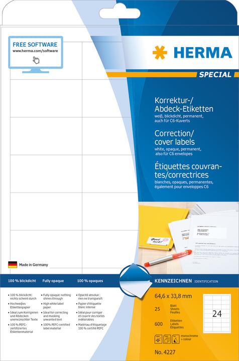 Image du produit HERMA Étiquettes de correction et de masquage A4