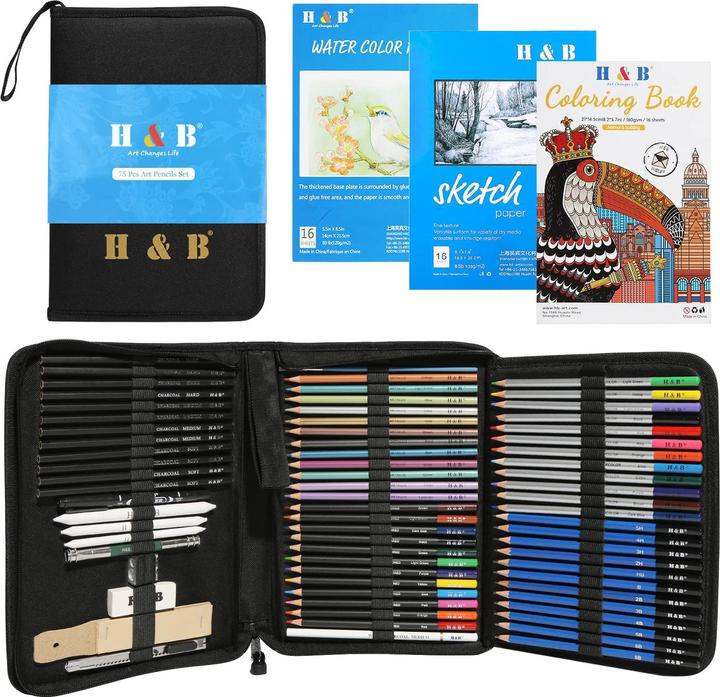 Image du produit H+B 75 pièces Set de crayons à dessin (75 x)