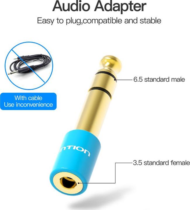 Produktbild Vention Audio Adapter VAB-S01-L, Jack 3.5mm to Jack 6.5mm (Winkeladapter)
