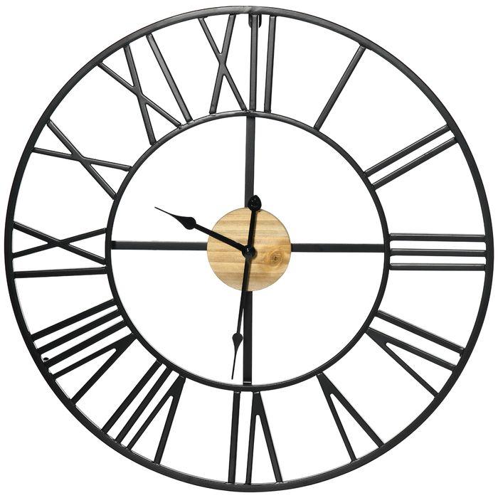 Produktbild Swisshandel24 Wanduhr modern 60cm mit Römischen Ziffern, Runde Uhrwerk, Geräuschlose Dekoration im Vintage-Design (60 cm)