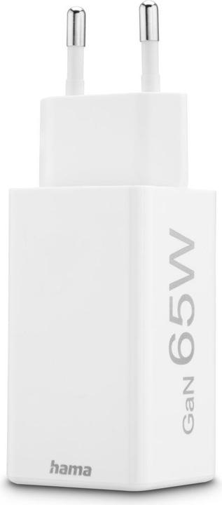 Produktbild Hama Schnellladegerät, GaN, 2x USB-C, PD/Qualcomm®, Mini-Ladegerät, 65 W, Weiss (65 W)