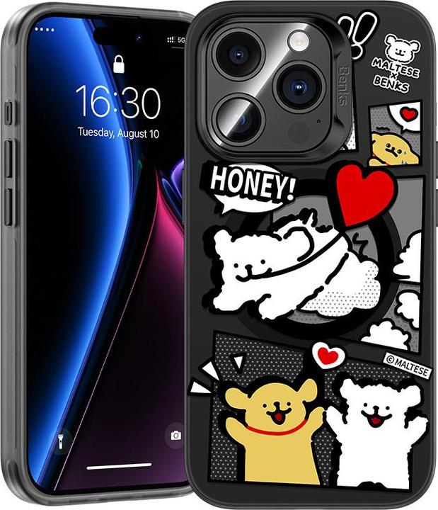Image du produit Benks Collaboration Housse iPone 15 Pro Max - Chiot maltais noir (Apple iPhone 15 Pro Max)