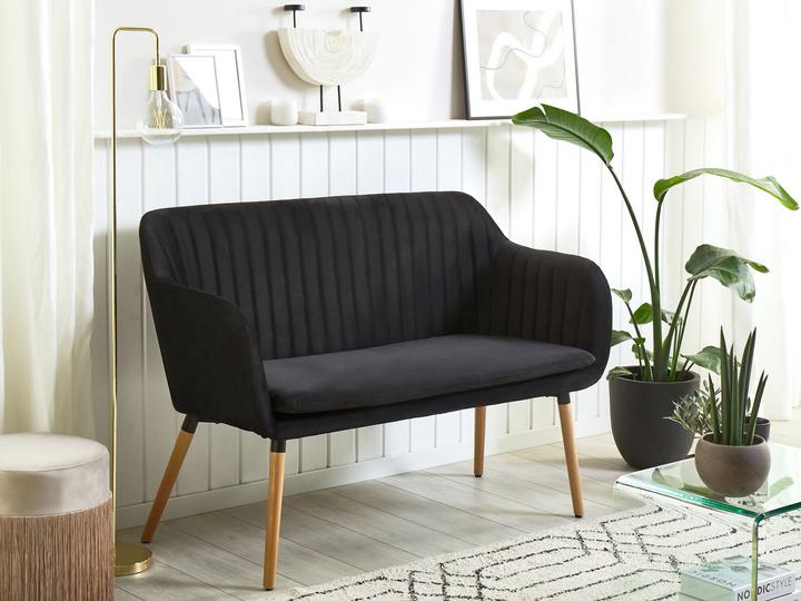 Actual product image Beliani 2-Seater Sofa Velvet Fabric Black TABY (2 person sofa)