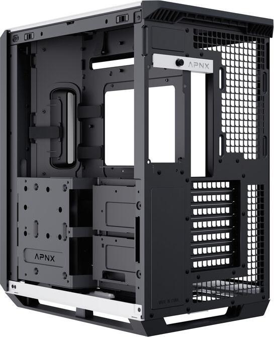 Actual product image APNX V1 PC case, midi tower, ATX, tempered glass - wood, black / white (ATX)