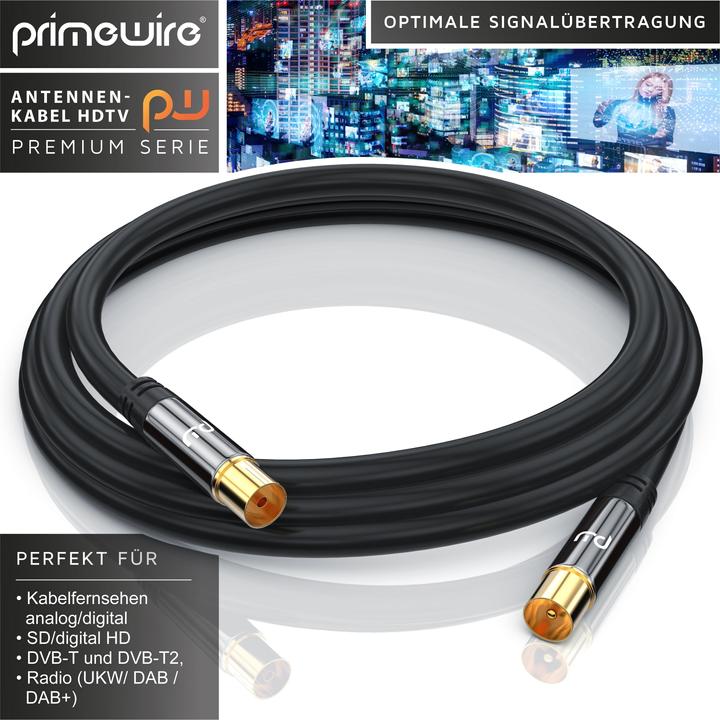 Actual product image Primewire Antenna Cable HDTV | Premium Coaxial Cable 135dB / 75 Ohm | FullHD / 4k Ultra HD | TV Cable (85 dB, Antenna cable)