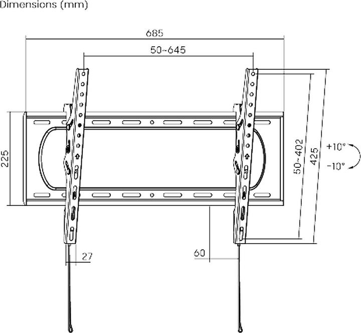 Produktbild Wiltec TV Halterung 37"–80" TV Wandhalterung 80kg Fernsehhalterung Stahl (80")