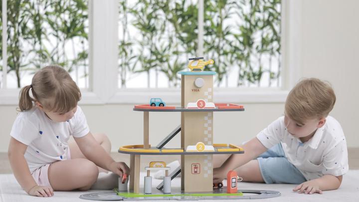 Produktbild Viga Toys Parkhaus mit Tankstelle