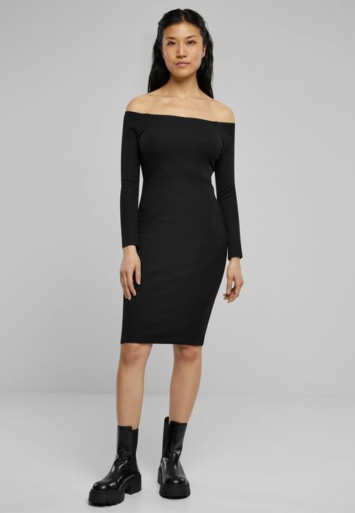 Actual product image Urban Classics Ladies Off Shoulder Longsleeve Rib Dress - 126821 (XS)