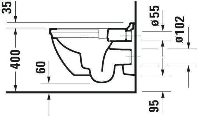 Image du produit Duravit WC sans rebord Starck 3 blanc mural 2527090000