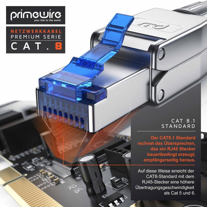 Immagine prodotto Primewire Cavo LAN CAT.8, RJ-45, cavo di rete CAT 8, Gigabit Ethernet 40 Gbit/s, cavo patch S/FTP Pimf (S/FTP, CAT8.1, 10 m)