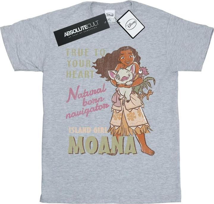 Actual product image Disney Girls Moana Natural Born Navigator Cotton T-Shirt (152, 158)