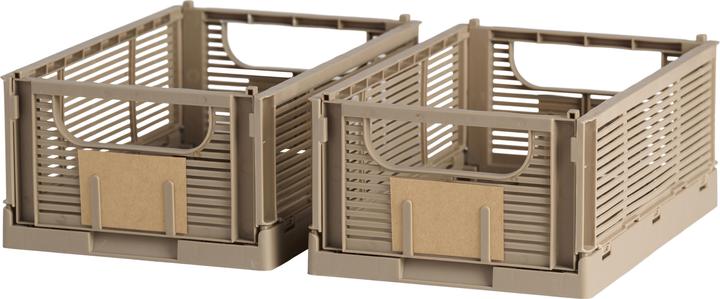 Actual product image Schou Storage Box DELUXE foldable, recycled Plastic, M 2pcs Brown (5 x 17 x 25 cm, 3.30 l)