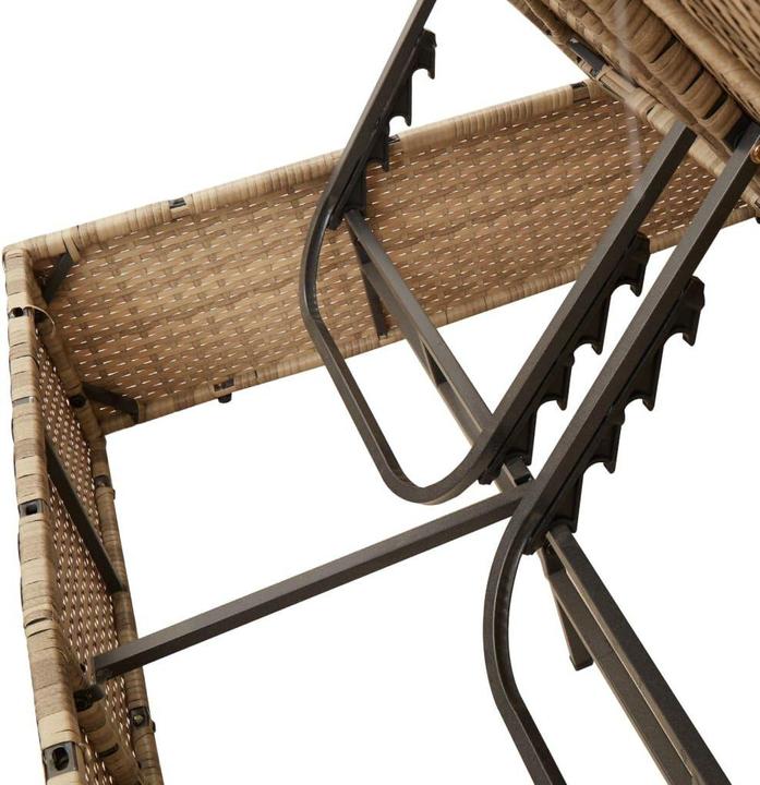 Actual product image VidaXL Double sun lounger Garden lounger with roof Curtains Beige poly rattan (114 cm)