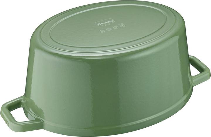 Actual product image Berndes Cocotte casserole B.IRON cast iron oval 31 x 24 cm 6 litres sage green INDUCTION (31 cm, Casserole + Stewpot, Cast iron)