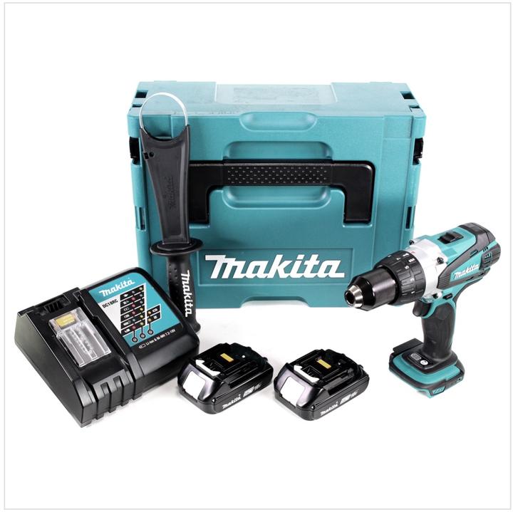 Immagine prodotto Makita Trapano avvitatore a batteria DDF 458 RAJ 18 V 91 Nm + 2x batteria 2,0 Ah + caricabatterie + Makpac (Batteria ricaricabile)