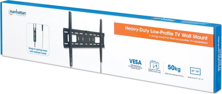 Image du produit Manhattan Support mural pour moniteur/TV (fixe), 1 écran, 37-70", Vesa 200x200 à 600x400mm, Max 50kg, Noir (Mur, 70", 50 kg)
