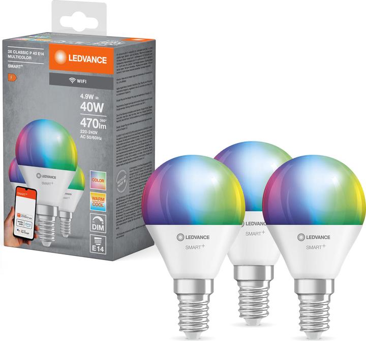 Immagine prodotto Ledvance Mini lampadina (E14, 4.90 W, 470 lm, 3 x, F)