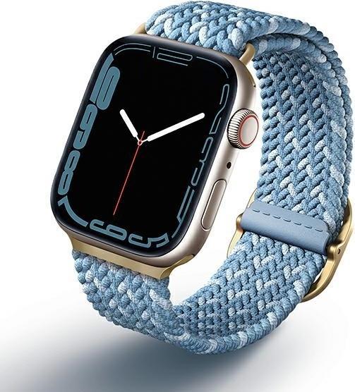 Actual product image Uniq pasek Aspen Apple Watch 40/38/41mm Series 1/2/3/4/5/6/7/8/SE/SE2 Braided DE modry/cerulean blue