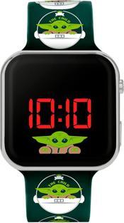 Accutime LED-Kinderuhr The Mandalorian Baby-Yoda (grün), Digitaluhr mit LED-Anzeige für Uhrzeit u... (Digitaluhr, 37 mm)