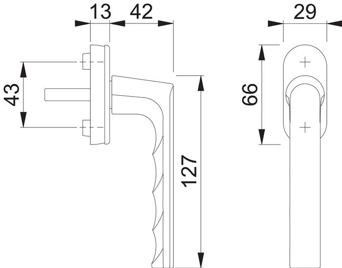 Actual product image Hoppe Window handle Hamburg 0700L/U26 aluminium F9016 traffic white 32-42 mm standard (Window handles)