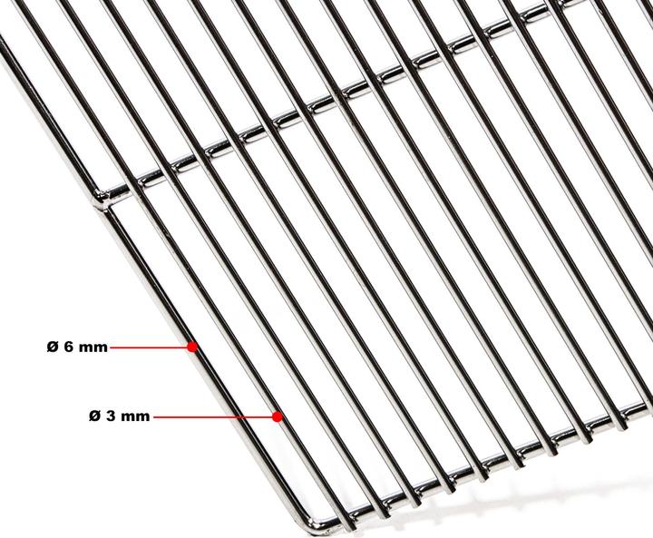Actual product image Wiltec BBQ Grillrost Eckig 67x40cm Edelstahl Grillgitter Handgriffe Gasgrill Kugelgrill