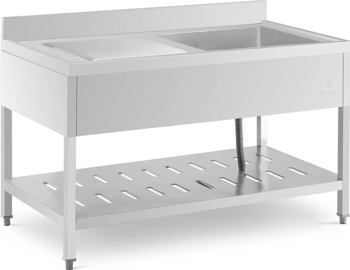 Image du produit Royal Catering Évier professionnel - 1 bac - - Acier inoxydable - 140 x 70 cm (Évier encastré avec égouttoir, 25 cm, 70 cm)