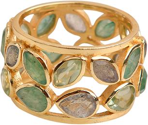 Actual product image Natsumi Schmuck Ring silver 925 gold plated quartz drops (54, 925 Silver)