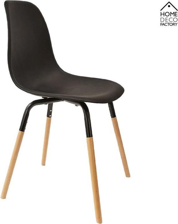 Actual product image WfG Skandinavischer Designer STUHL Esszimmerstuhl | Kunststoff Sitz und Beine aus Holz SCHWARZ