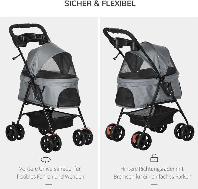 Produktbild Swisshandel24 Hundewagen Hundebuggy mit Klappfunktion Oxford Grau 67 x 45 x 96 cm (Hund, Faltbar)