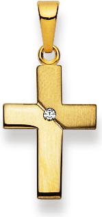 Produktbild Natsumi Schmuck Kreuz Anhänger Gelbgold 18K/750 Matt/Poliert mit Brillanten (750/18 K Gelbgold)