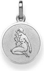 Image du produit Natsumi Schmuck Pendentif Signe du zodiaque Vierge en or blanc 18K/750 rond avec ange (Or blanc 750/18 K)