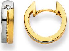Produktbild Natsumi Schmuck Klappcreolen Bicolor Gold 18K/750 mit Zirkonia (750/18 K Gelbgold, 750/18 K Weissgold)