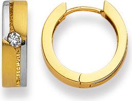 Natsumi Schmuck Klappcreolen Bicolor Gold 18K/750 mit Zirkonia (750/18 K Gelbgold, 750/18 K Weissgold)