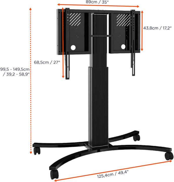 Immagine prodotto Quinta Carrello espositivo Expert regolabile elettricamente in altezza Carrello espositivo Adjust 4286MB (86", 136 kg)