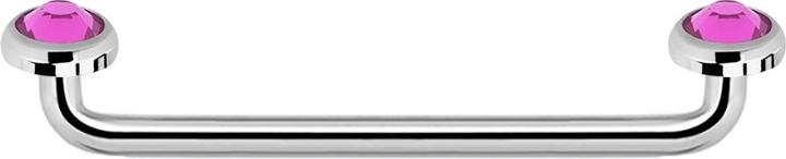 Image du produit Star Piercing Surface Barbell femelle argent 90° avec deux disques cristal rose (Acier chirurgical 316L)
