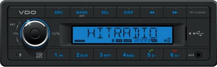 Vdo TR712UB-BU FM RDS Tuner USB/AUX/BT Kurzschacht