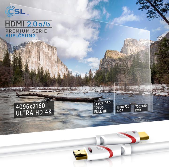 Actual product image CSL HDMI cable 2.0b - 4k Ultra HD 2160p - 3D Ready - High Speed - 3 x shielded - HDMI 2.0b 2.0a 2.0 (7.50 m, HDMI)
