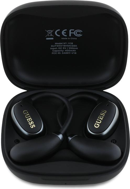 Image du produit Guess Satin Classic Logo OWS Wireless Earphones - black (8 h, Sans fil)