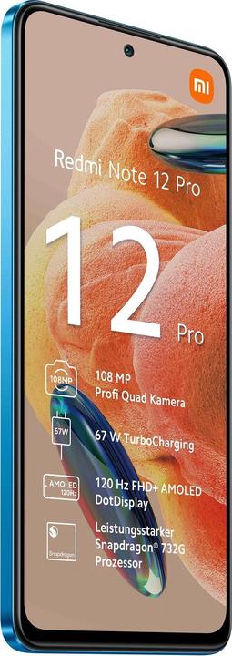 Produktbild Xiaomi Redmi Note 12 Pro 4G (256 GB, Glacier Blue, 6.67", Dual SIM, 108 Mpx, 4G)