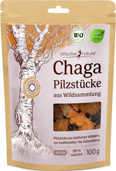 Effective Nature Bio Chaga Pilz aus Wildsammlung (1 Stück, 100 g)