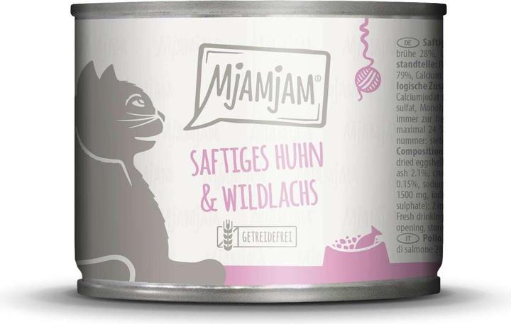 Image du produit Mjamjam Viande de poulet juteuse et saumon sauvage (Adulte, 1 pcs, 200 g)
