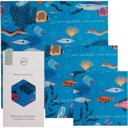 Produktbild Gaia Bienenwachstuch, Starter Set, save the ocean (3 x)