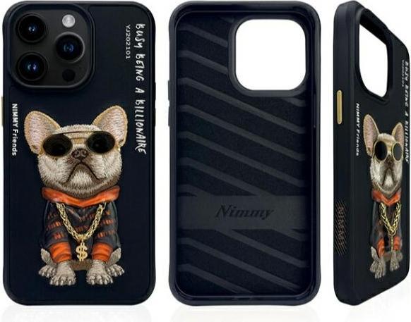 Actual product image Nimmy case iPhone 15 Pro Max 6.7" black Glasses Cool Dog (Apple iPhone 15 Pro Max)