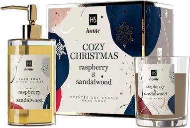 Produktbild Hiskin Hiskinset Cozy Christmas Handseife Himbeere und Sandelholz 250ml und Kerze Himbeere und Sandelholz