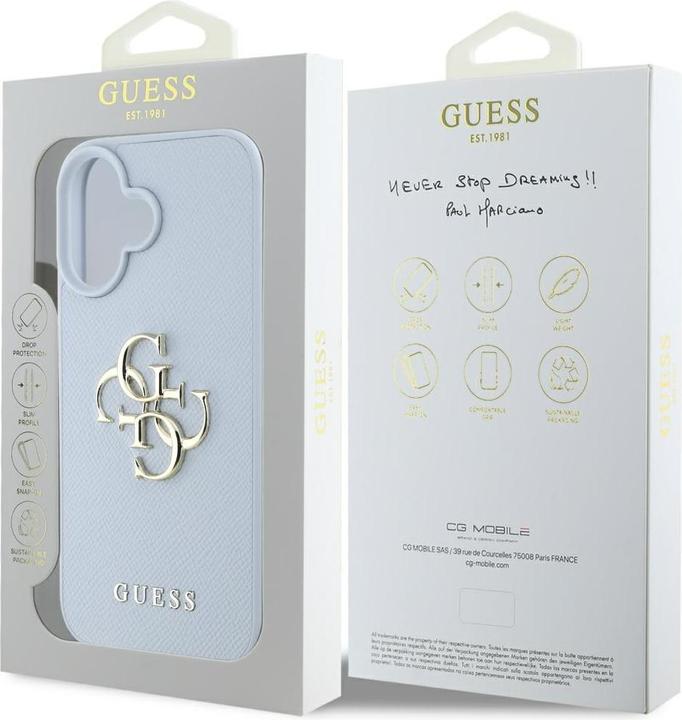 Image du produit Guess Hardcase PU Grained Big 4G and Classic Logo Case for iPhone 16 6,1" Blue (Apple iPhone 16)