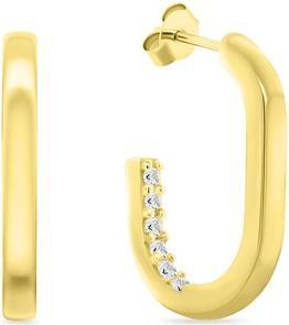 Actual product image Brilio Silver - Elegant gold-plated oval earrings with zircons EA992Y