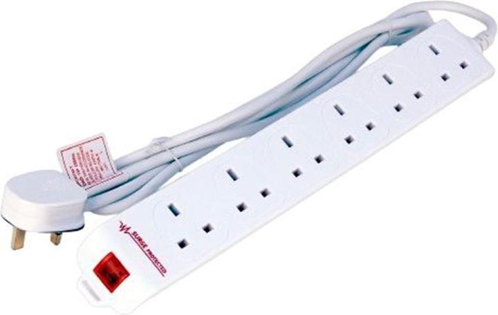 MicroConnect Protezione contro le sovratensioni a 6 vie nel Regno Unito (6 x, BS 1363, 5 m)