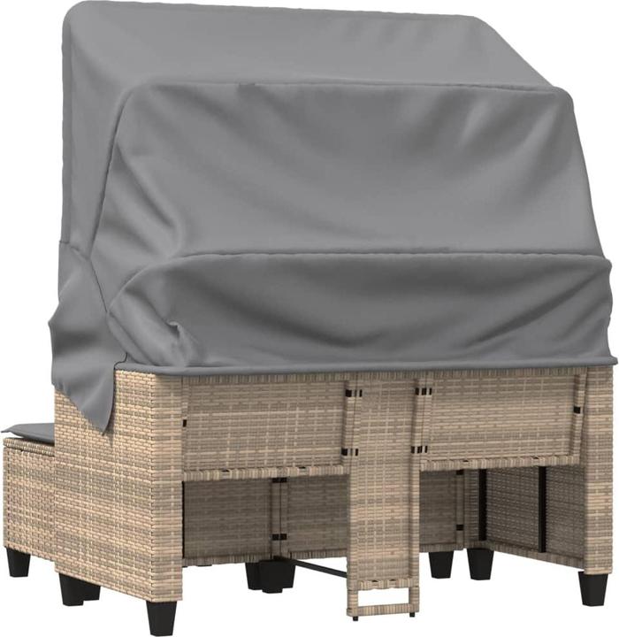Image du produit VidaXL Canapé de jardin 2 places avec toit et poufs