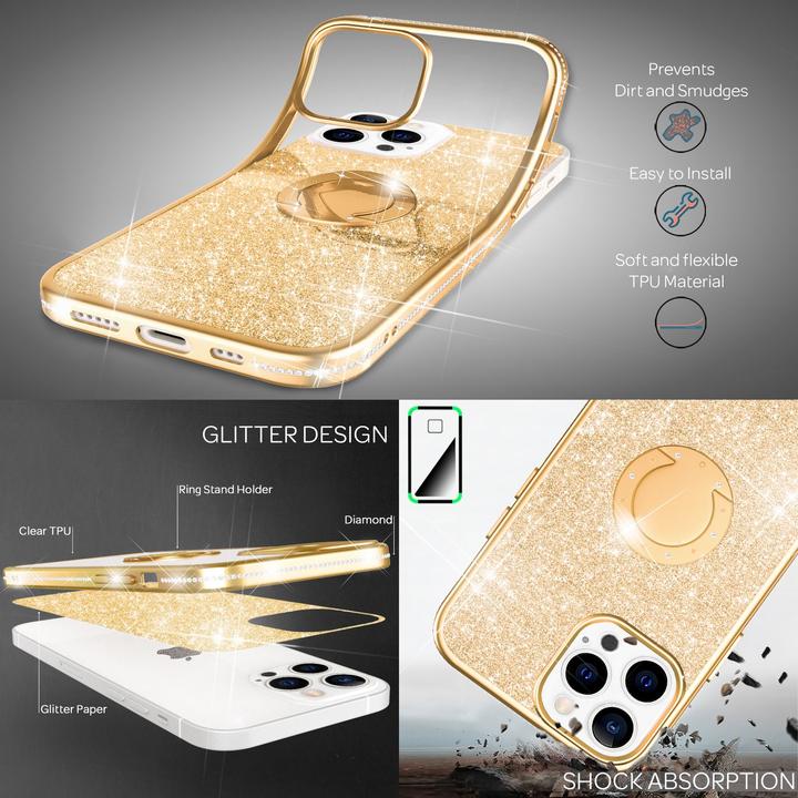 Produktbild Nalia Ring Glitzer Silikon Hülle (Apple iPhone 13 Pro)
