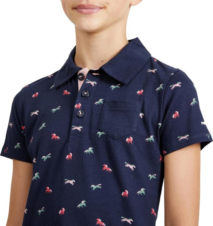 Actual product image Fouganza Riding polo shirt 140 short sleeve children blue (164)